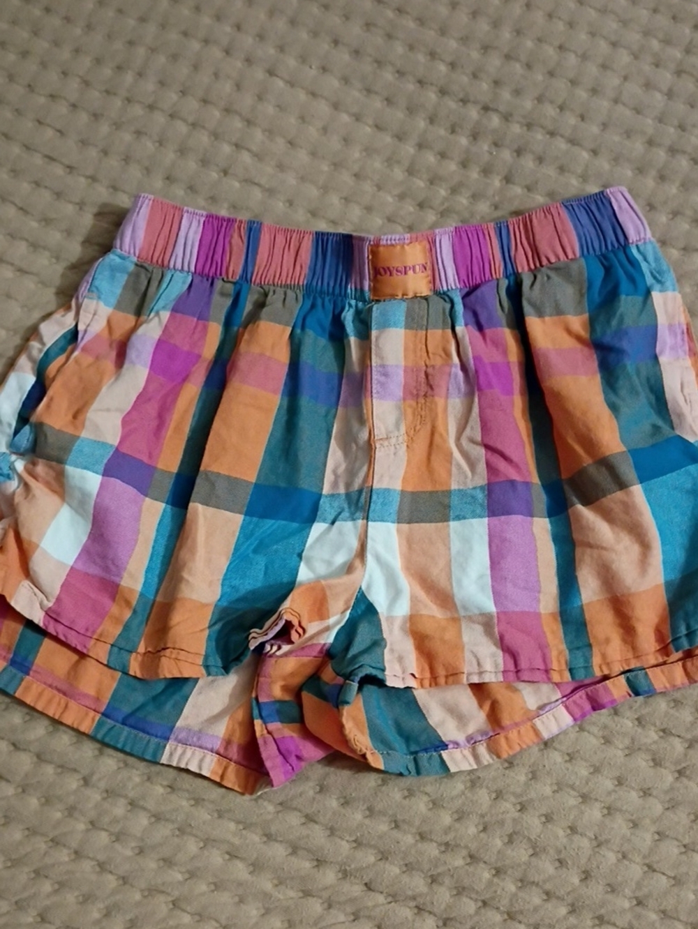 Plaid Multicolor Athletic Shorts for Women - JOYSPUN
